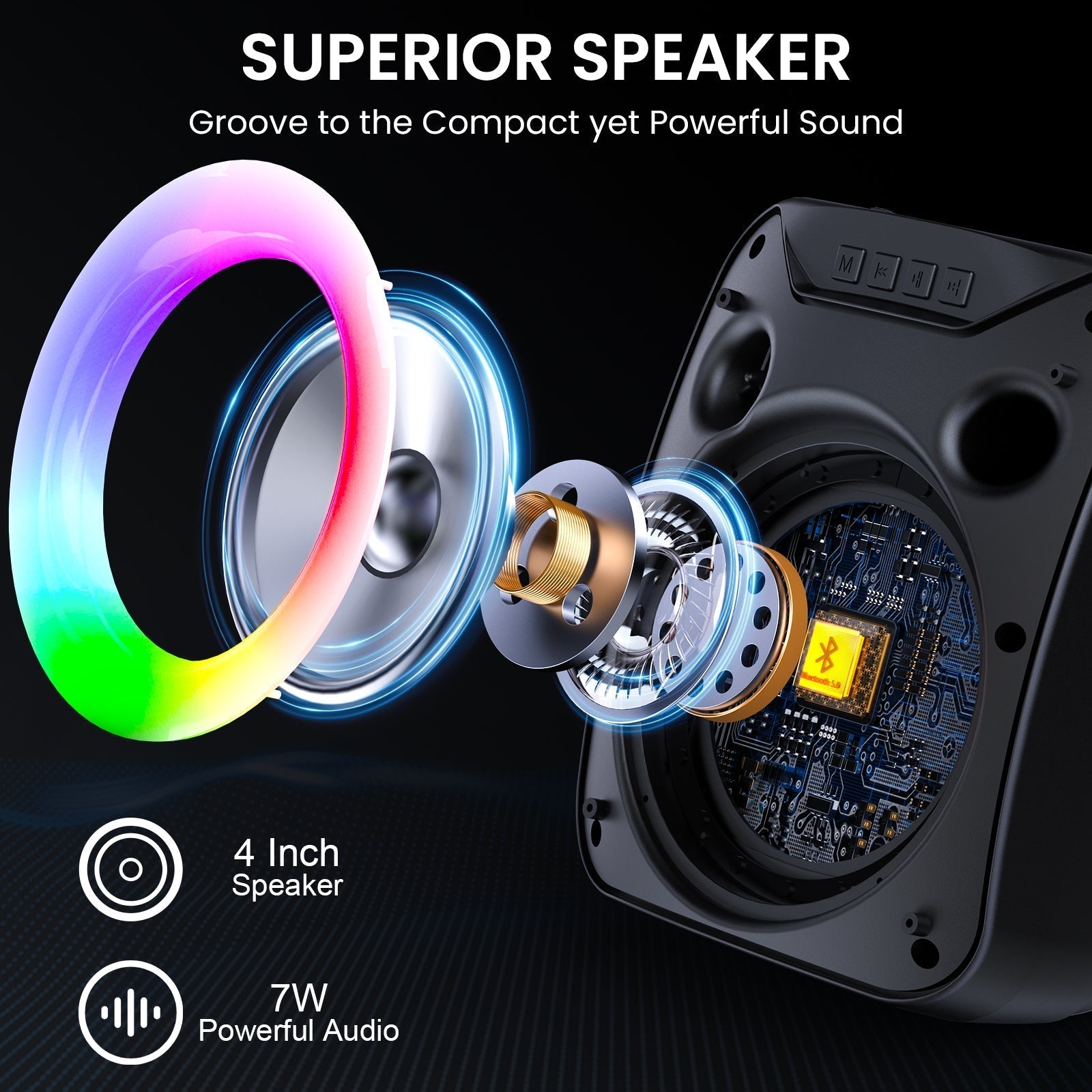 Bluetooth Speaker with Microphone, Portable Outdoor Speaker, Party Speaker with Lights, Portable PA System, D18