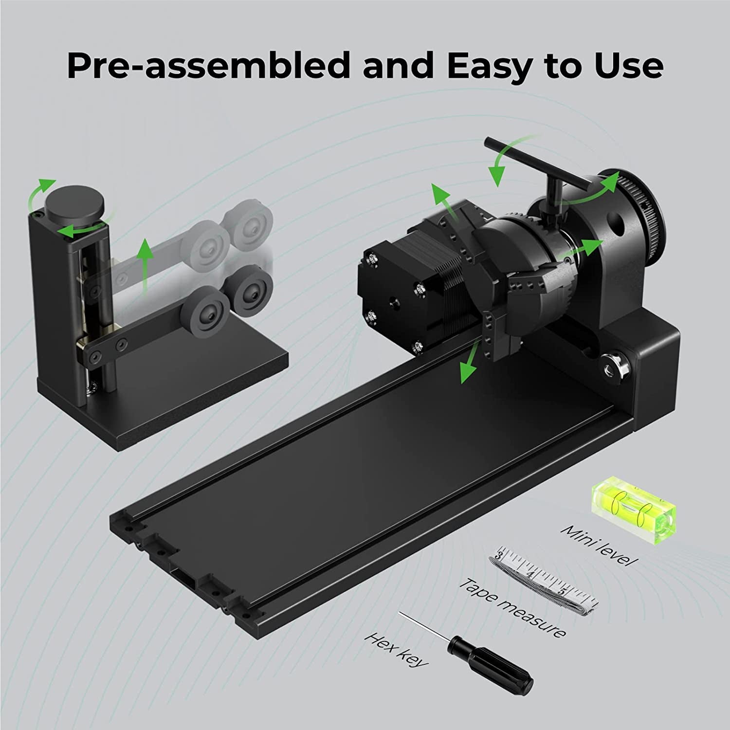 RA2 Pro for  S1, F1, F1 Ultra, P2, M1 Ultra and Most Laser Engraver (Must with Riser), Y-Axis Rotary Roller for Engraving Cylindrical Objects, Wine Glass, Tumbler, Engraver Accessory