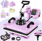 WHUBEFY Heat Press, 5 in 1 Tshirt Press Machine 15"X12" 360° Swing Away Digital Industrial Heat Transfer Machine, Multifunctional Sublimation Heat Press Machine for T Shirts/Mug/Cap/Plate/Diy