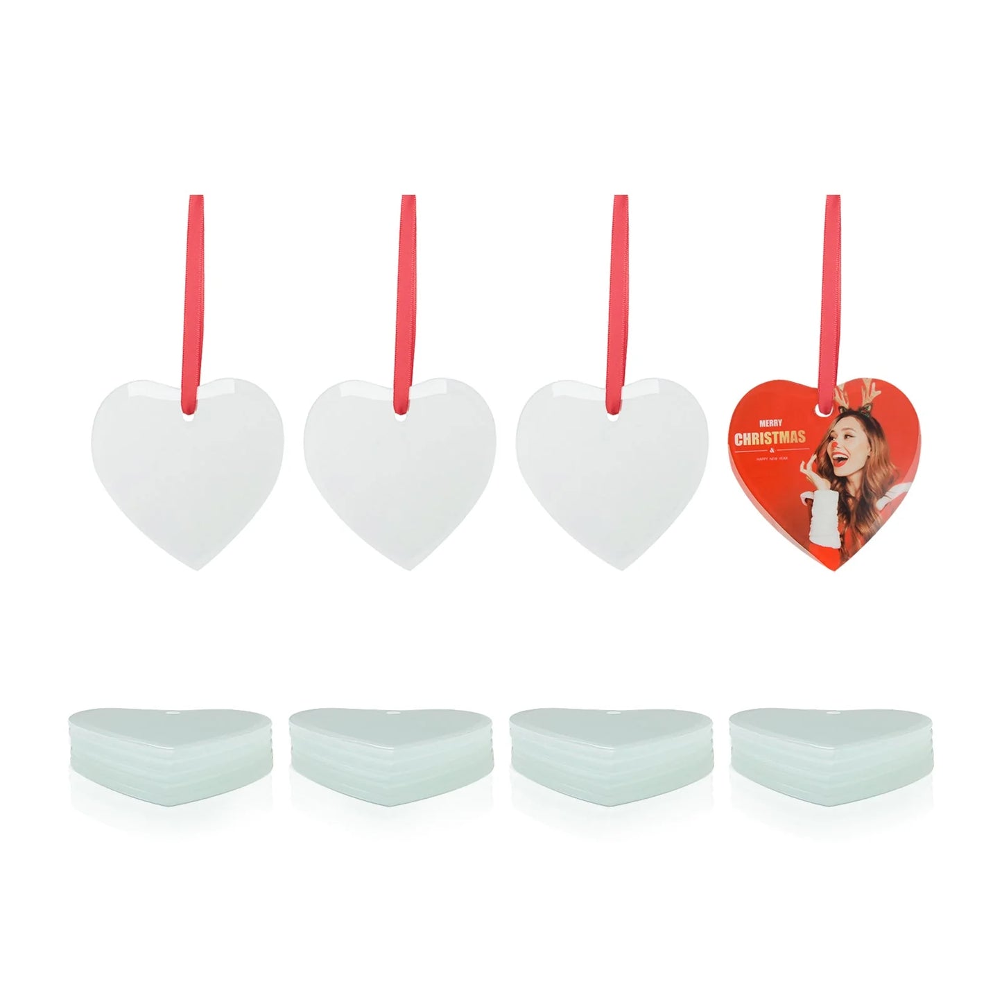 Sublimation Blanks Ornament Glass Frosted 3" Heart Shaped 48 PCS