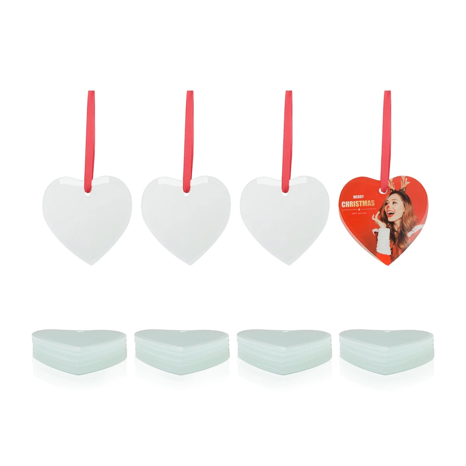 Sublimation Blanks Ornament Glass Frosted 3" Heart Shaped 48 PCS