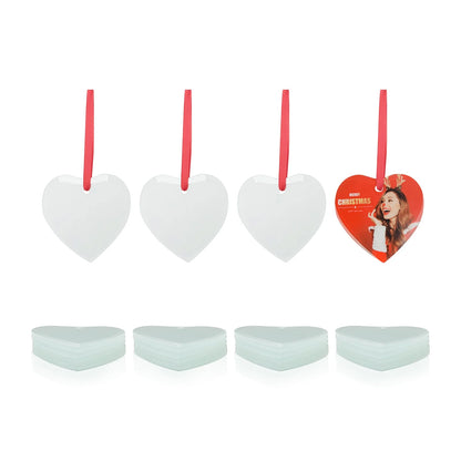Sublimation Blanks Ornament Glass Frosted 3" Heart Shaped 48 PCS