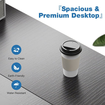 Computer Desk with Drawer 40 Inch PC Table Study Desk with 2-Tier Drawers Storage Shelf Headphone Hook, Modern Simple Style Laptop Desk