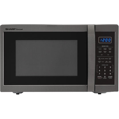 Carousel 1.4 Cu. Ft. 1100W Countertop Microwave Oven in Black Stainless Steel