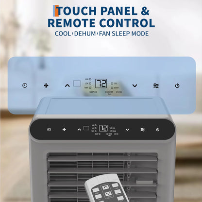 8,000 BTU Portable Air Conditioner, 4-In-1 Portable AC Units for Rooms with Fan, Dehumidifier, Cools up to 350 Sq.Ft. Room Air Conditioner, Remote, Auto Swing, Quite Opration, Timer, Grey