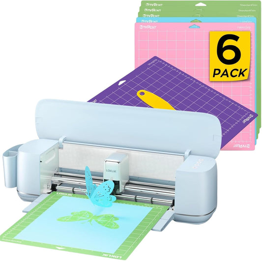 Loklik Cutting Machine 2 & Cutting Mat Compatible with Cricut Cutting Machine, 6 Pack Cutting Mat 12X12