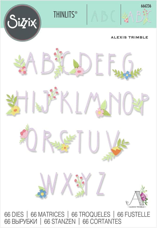 Sizzix Thinlits Dies by Alexis Trimble 66/Pkg-Floral Alphabet