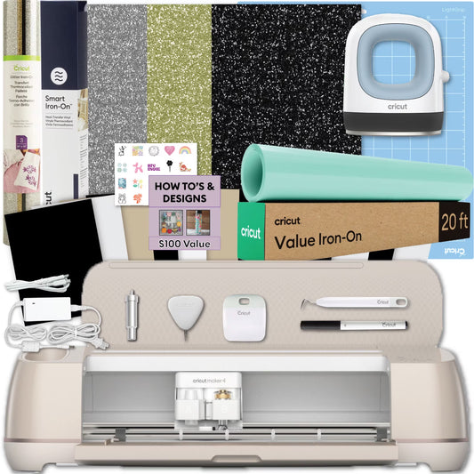 Cricut Maker 4 Cutting Machine and Mini Press with Iron-On Craft Bundle