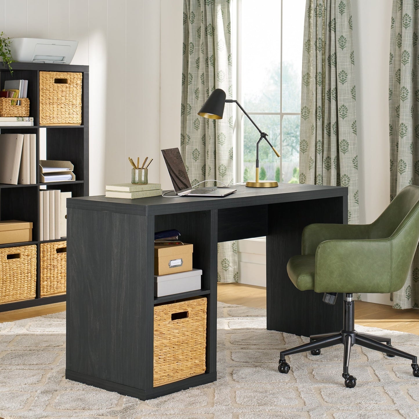Cube Storage Office Desk, Charcoal