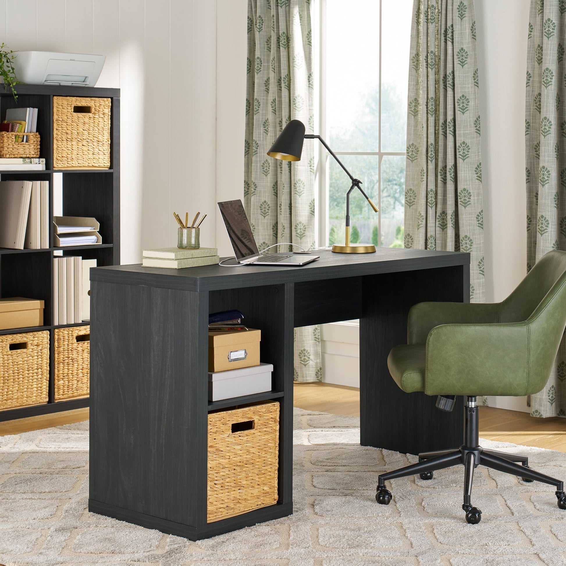 Cube Storage Office Desk, Charcoal