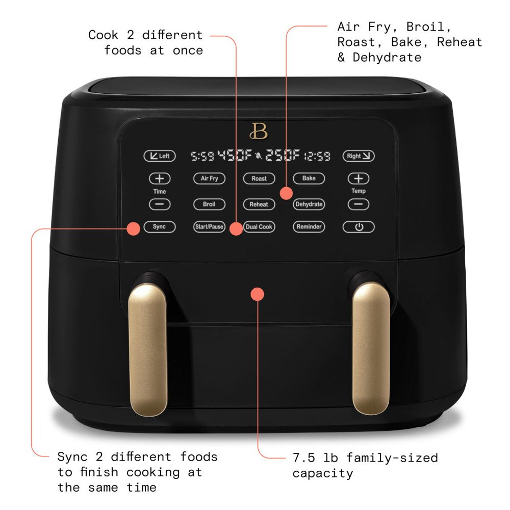 9QT Trizone Air Fryer, Black Sesame by Drew Barrymore