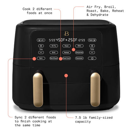 9QT Trizone Air Fryer, Black Sesame by Drew Barrymore