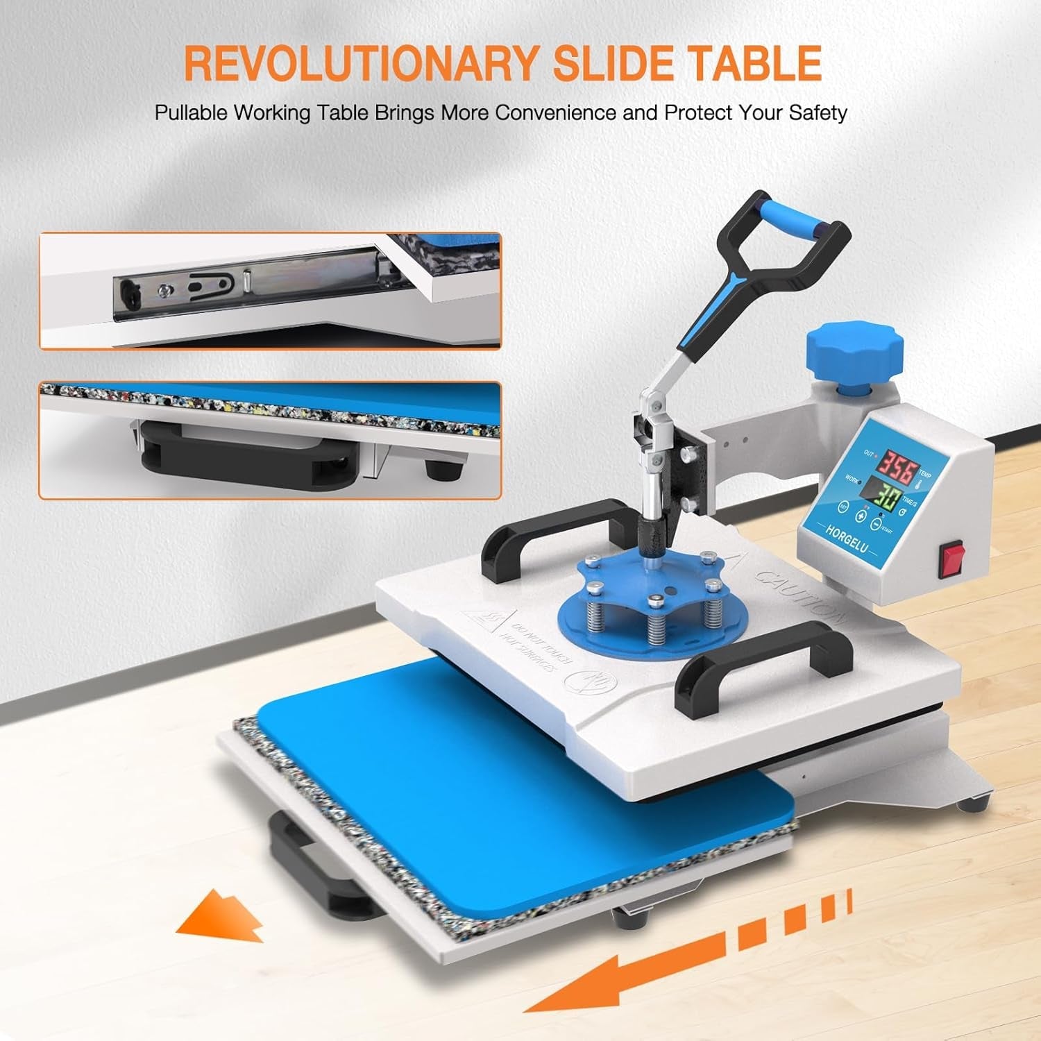 HORGELU 5 in 1 Heat Press Machine 12X15 Inch Heat Transfer Machine 360-Degree Swing Away Multifunction Digital Sublimation Combo Heat Press for T Shirt Mug Hat Plate for Commercial Home 110V