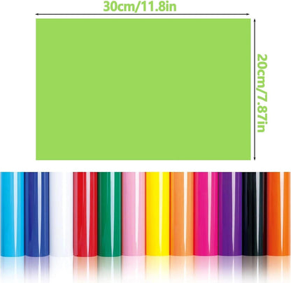 20 Sheets Puff Vinyl Heat Transfer, 11.8" X 7.9" 20 Colors 3D HTV for T-Shirts, DIY Crafts, Compatible with Cricut & Silhouette Cameo, Easy Cut & Weed