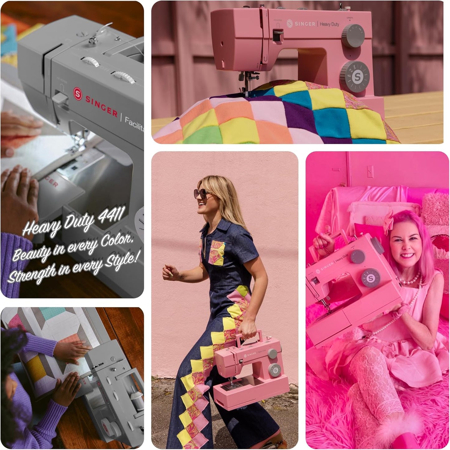 SINGER 4411 Heavy Duty Pink Sewing Machine with Accessories | High Speed, 69 Stitch Applications, Strong Motor, Metal Frame, LED Light & 4-Step Buttonhole
