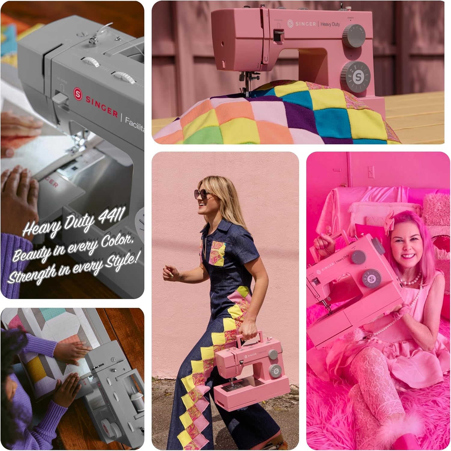 SINGER 4411 Heavy Duty Pink Sewing Machine with Accessories | High Speed, 69 Stitch Applications, Strong Motor, Metal Frame, LED Light & 4-Step Buttonhole