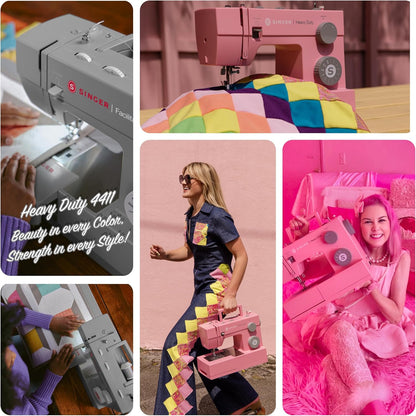 SINGER 4411 Heavy Duty Pink Sewing Machine with Accessories | High Speed, 69 Stitch Applications, Strong Motor, Metal Frame, LED Light & 4-Step Buttonhole