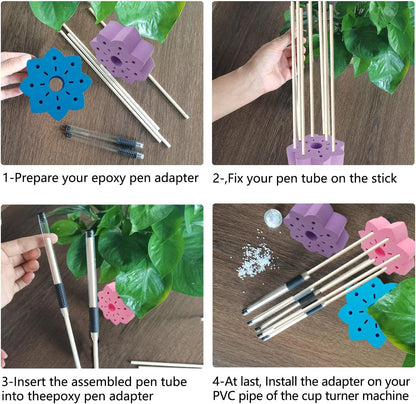 Epoxy Glitter Pen Turner Attachment, Pen Turner Adapter to Hold Pens, 28Set Glitter Epoxy Pen Holder for Cup Turner DIY Craft Epoxy Resin Pen Making Supplies Fits for Tumbler Pen Turner Starter Kit