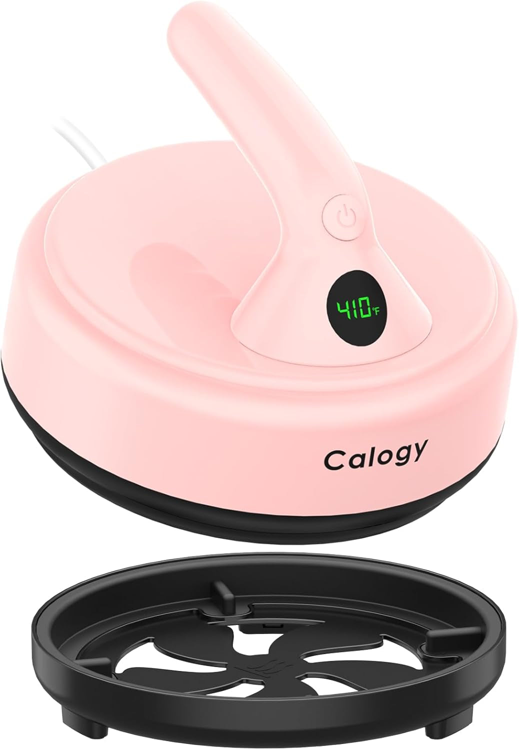 Calogy Mini Heat Press, Small round Heat Press Machine 5" Diameter, Portable Iron 4 Levels Temp Max 410℉ for Heating Transfer Sublimation Crafts, DIY Coaster, Bag, Pillow, Ceramic (Baby Pink)