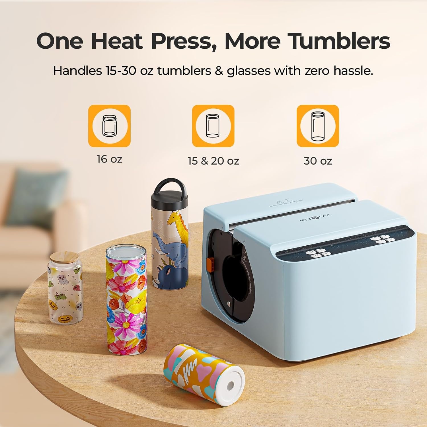 Auto Tumbler Heat Press 2 - Update A200 Tumbler Heat Press Machine, Adjustable Pressure & Switchable Heat Plate Attachment, 4 Memory Modes for 15 OZ, 16 OZ, 20 OZ, 30 OZ Tumblers & Glasses