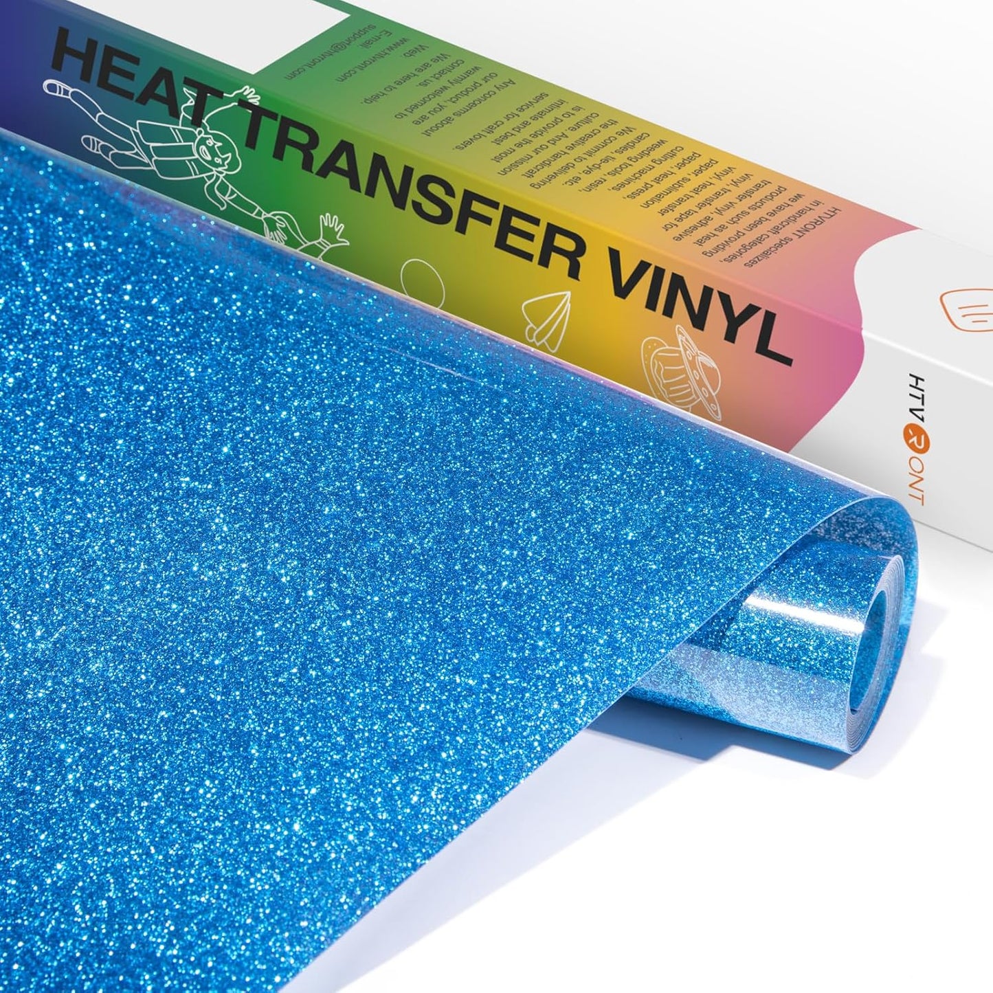 Royal Blue Glitter HTV Vinyl- 10” X 5Ft Royal Blue Glitter Iron on Vinyl for All Cutting Machine, Glitter Heat Transfer Vinyl Roll for T Shirts - Easy to Cut & Weed for Heat Vinyl Design