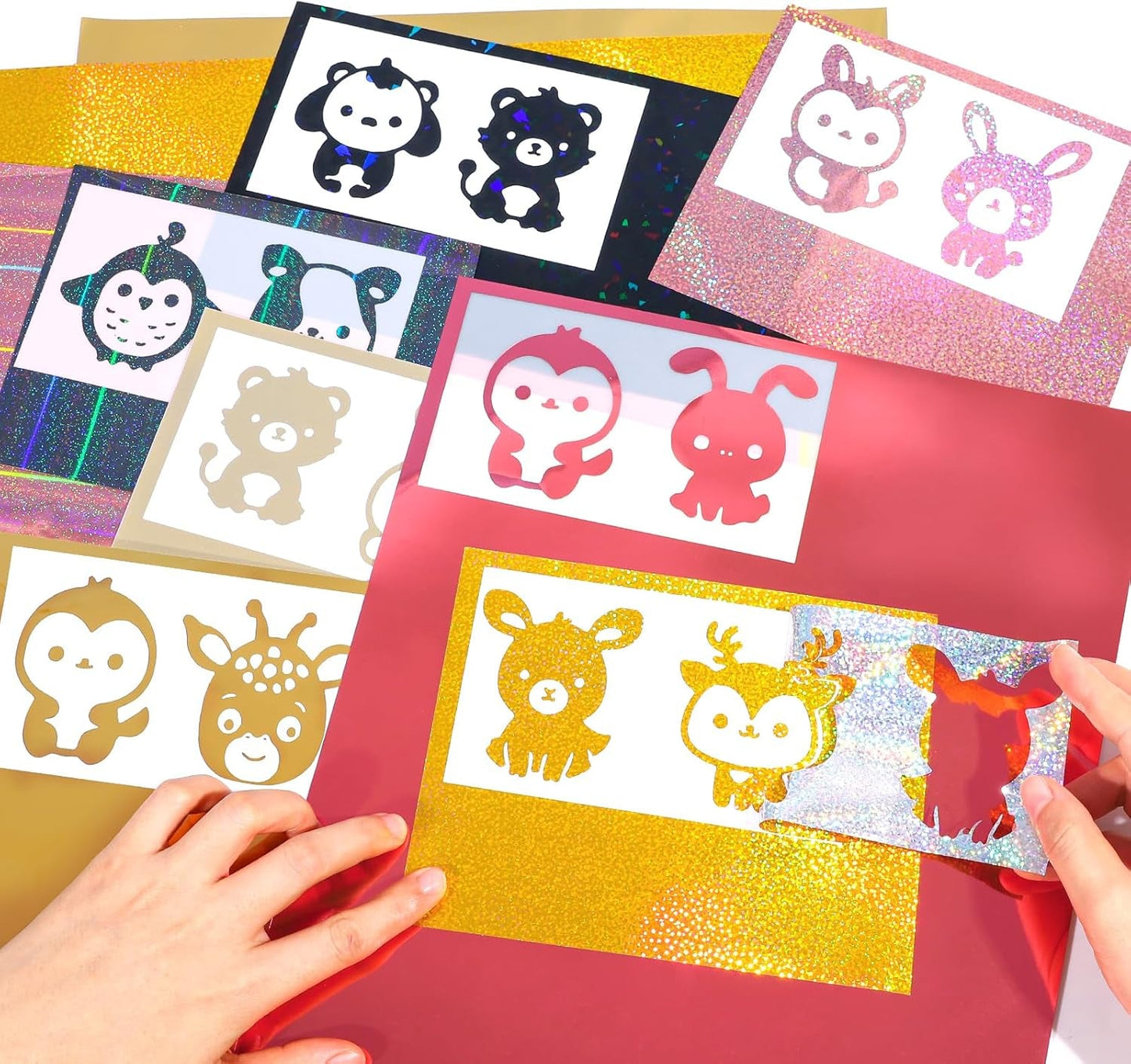 Holographic Permanent Vinyl Bundle, 12" X 10" 12 Sheets Rose Gold, Gold and Silver Permanent Adhesive Vinyl for DIY Sticker, Home and Car Decor,