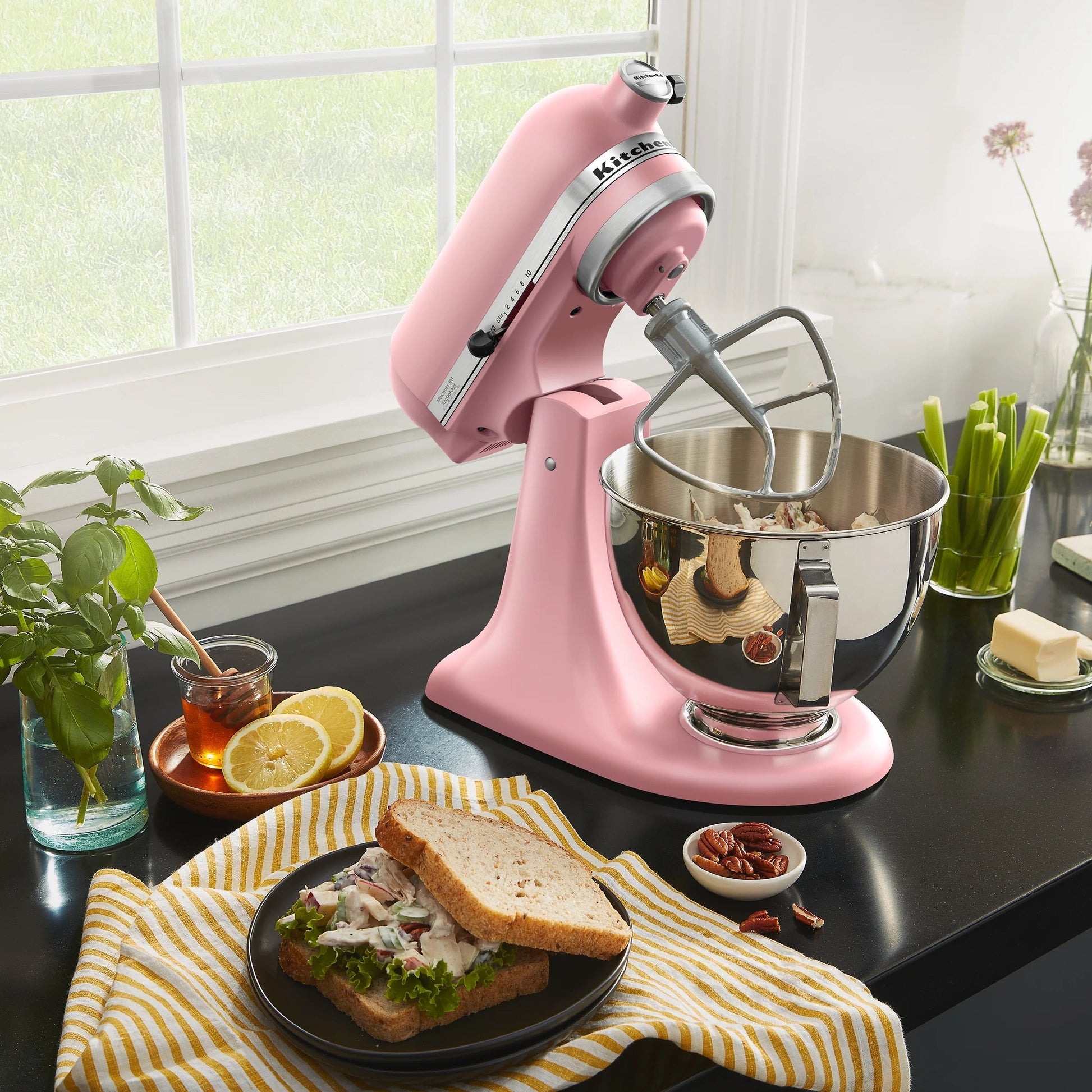 Deluxe Series 4.5 Quart Tilt-Head Stand Mixer with Stainless Bowl, Dried Rose, KSM97DR