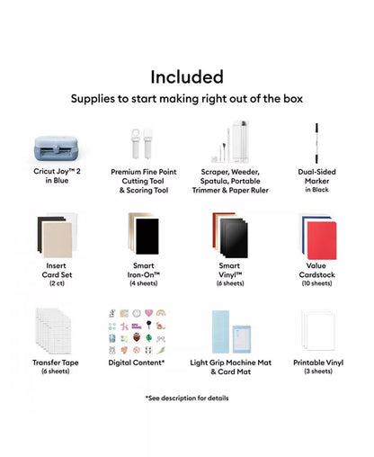 Joy 2 Rainbow Essential Bundle - Compact Smart Cutting Machine with Smart Vinyl, Smart Iron On, Cardstock, Insert Cards and Printable Vinyl
