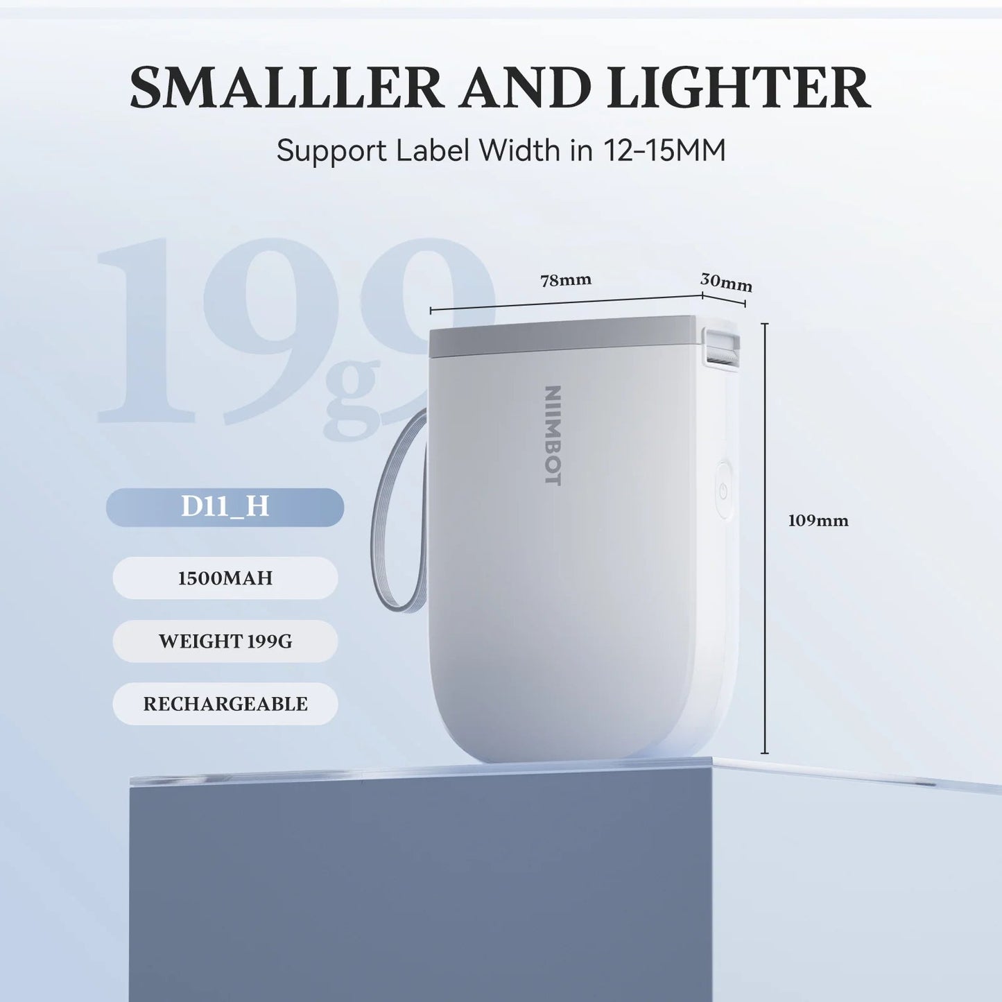 D11 Upgraded HD 300 Dpi Label Maker Mini Bluetooth Wireless Label Printer Inkless Labeler Rechargeable(White+Extra 3 Rolls)