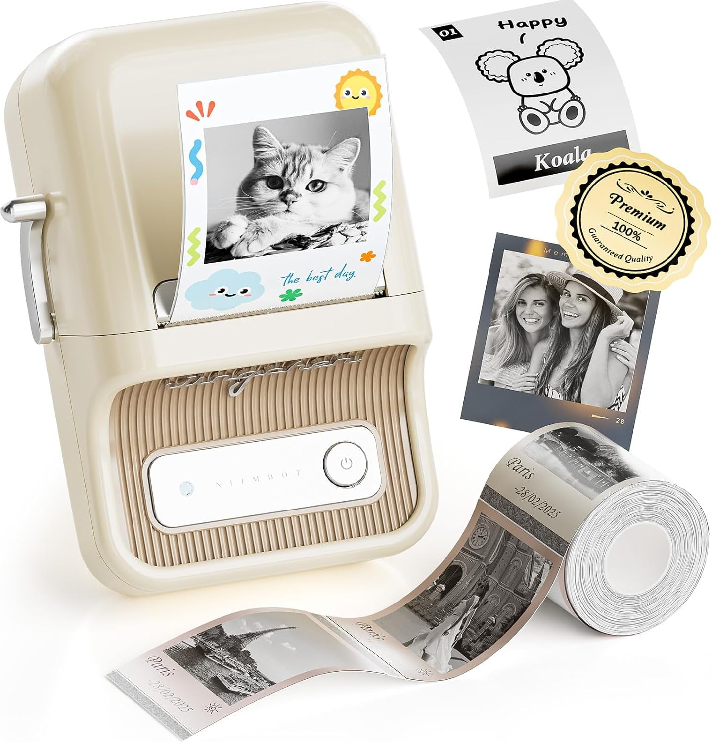 NIIMBOT Sticker Printer, B21 Pro Portabel Sticker Maker, Bluetooth Label Maker, 300DPI HD Label Printer for Photos, Notes, Study Graphics, Memo Maker,50X30Mm Label(White)