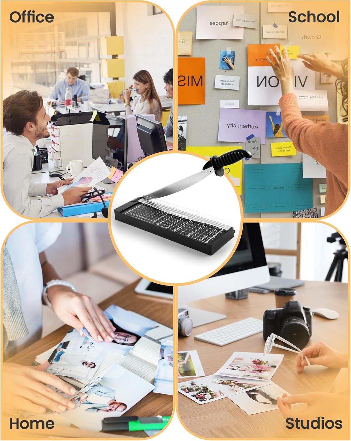 Paper Cutter 12 Inch, 12 Sheet Capacity, Heavy Duty Paper Cutter for Cardstock, Guillotine Paper Trimmer for Crafting, Classroom and Office