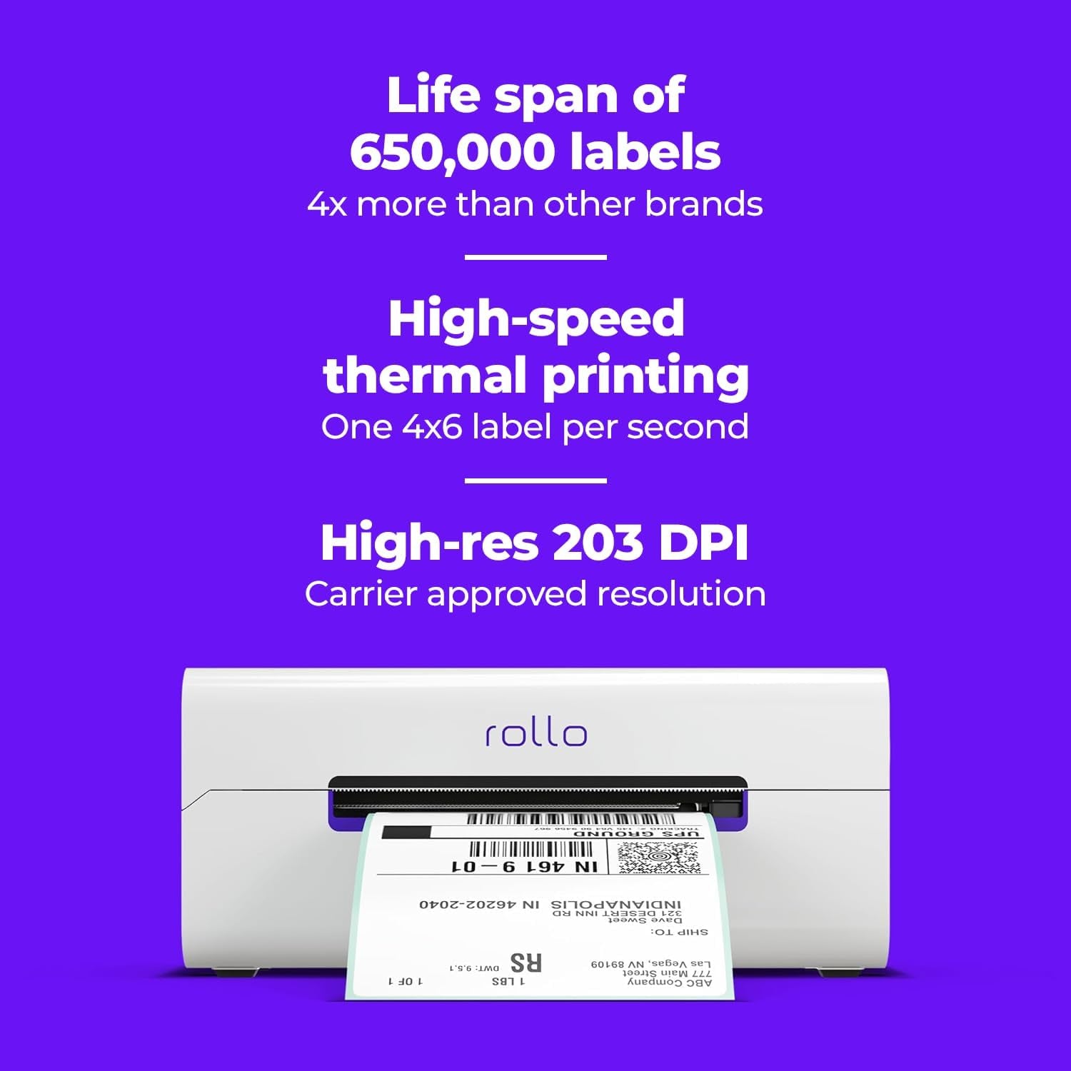 Rollo Wireless Shipping Label Printer - Wi-Fi Thermal Label Printer 4X6 for Shipping Packages - Airprint from Iphone, Ipad, Mac - Supports Windows, Chromebook, Android, Linux