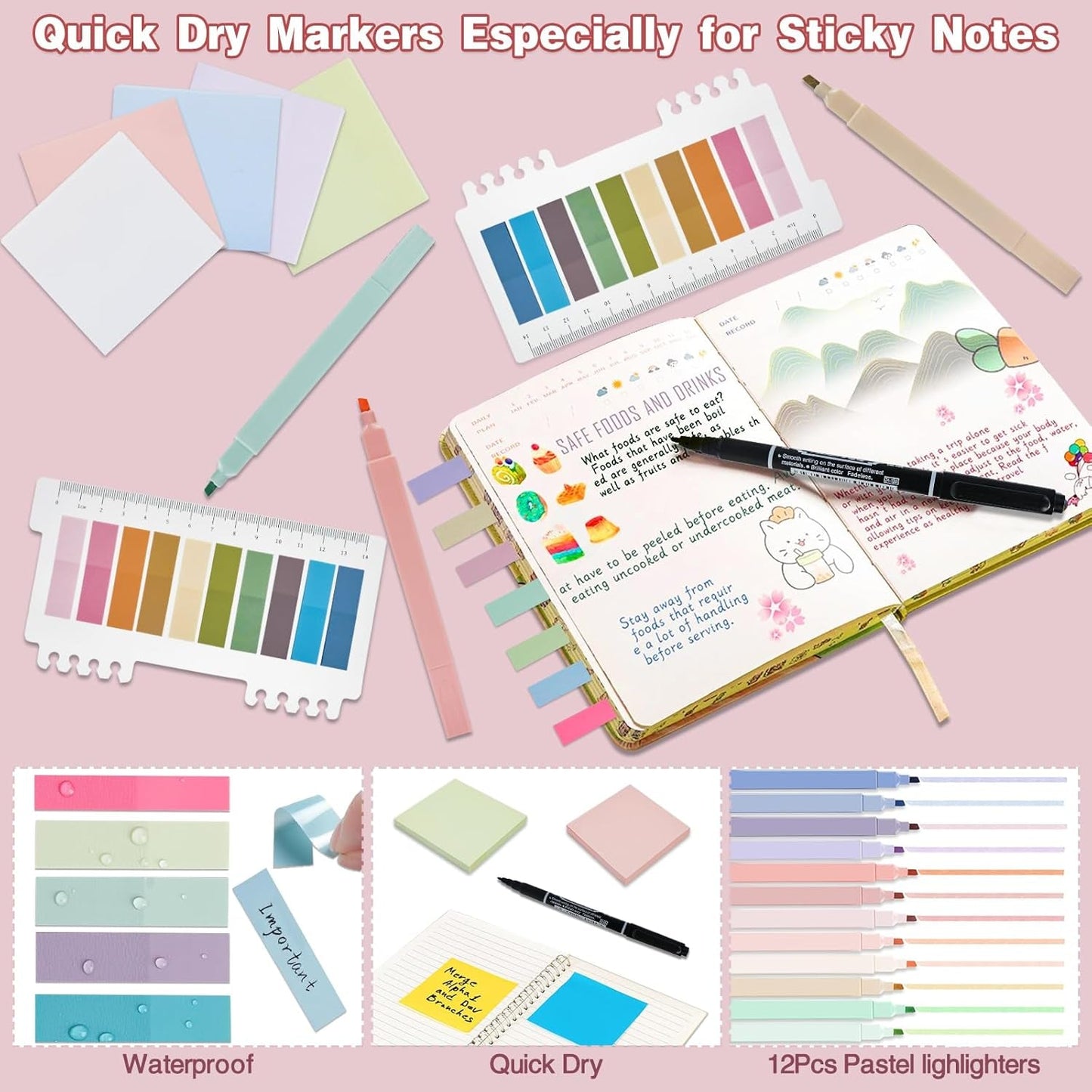 52 PCS Aesthetic School Supplies with Highlighters, Mechanical Pencils, Color Ink Gel Pens, Pencil Case, Bible Study Supplies, Pens Pencils and Highlighters Set, Stationary Set for Student