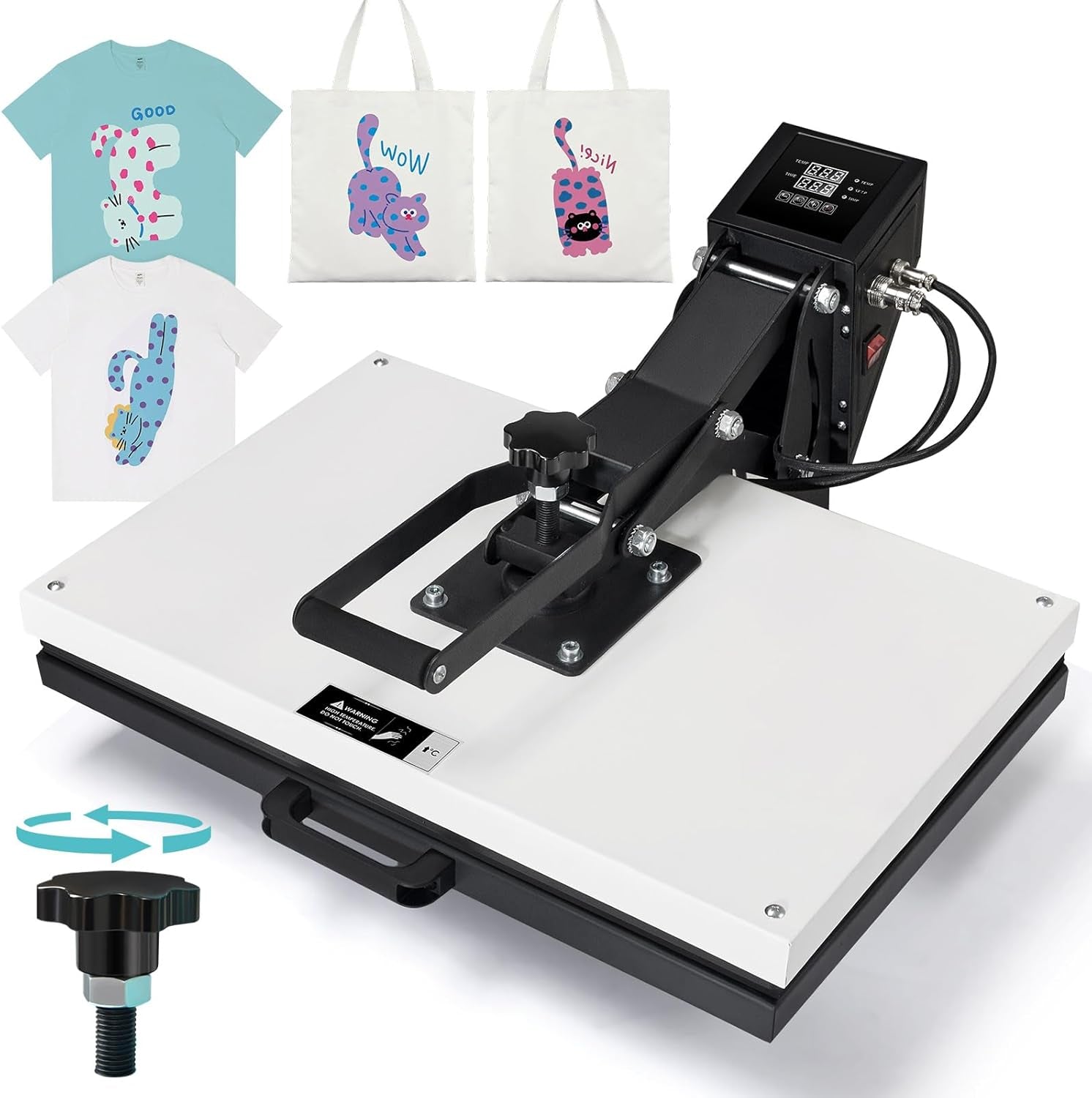 SPECRAFT 16X24 Heat Press, Industrial Digital Sublimation Machine for T-Shirts, Clamshell Design with Sewing Rulers, White