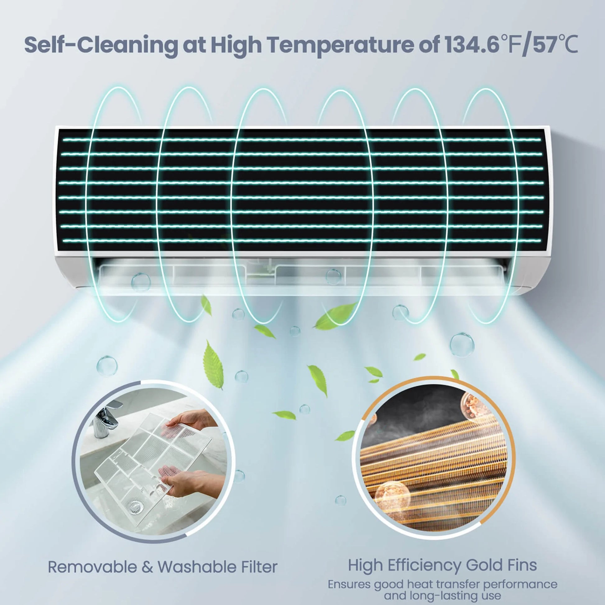 18000 BTU Mini Split Air Conditioner & Heater 19 SEER2 1250 Sq. Ft Coverage