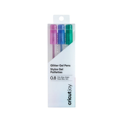 Joy Glitter Gel Pens 0.8, Pink/Blue/Green (3 Count), Medium Point