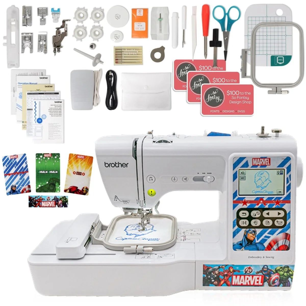 Brother LB5000M Marvel Comic Sewing & Embroidery Bundle 4" X 4"