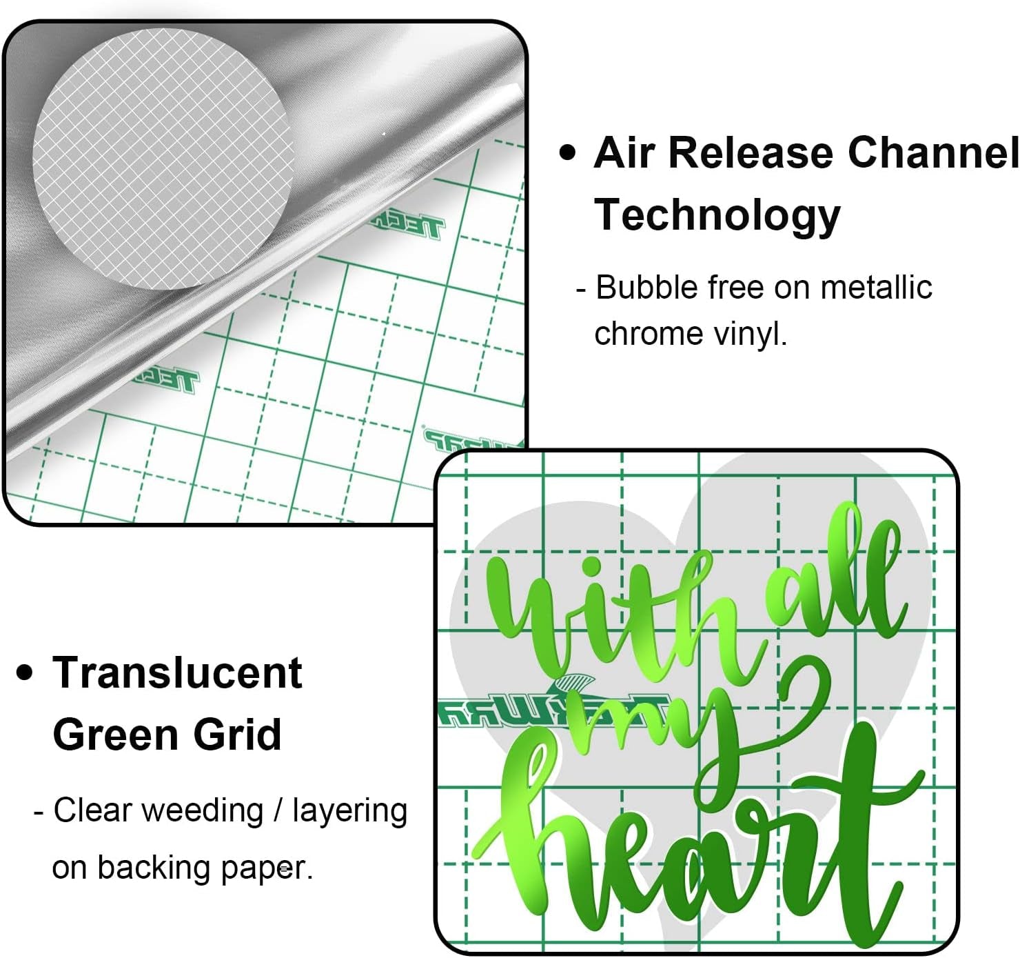 Chrome Vinyl Neon Green Metallic Permanent Vinyl with Air Channels 1Ftx5Ft, Lime Green