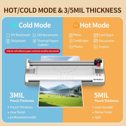Lamtetur Thermal Laminator Machine11X17 with 70Letter Size Laminating Sheet | 13Inch Wide Laminating Hot&Cold Setting,A3 Lamination Laminated 3-5Mil,Office Home School Teacher,Paper Cutter,Corner Rounder