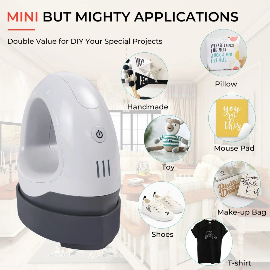 HTVRONT Mini Heat Press Machine, Portable Iron Press for Heating Transfer Objects