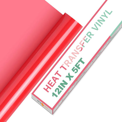 HTV Vinyl Rolls Heat Transfer Vinyl - 12" X 5Ft Red HTV Vinyl for Shirts, Iron on Vinyl for All Cutter Machine - Easy to Cut & Weed for Heat Vinyl Design (Red)