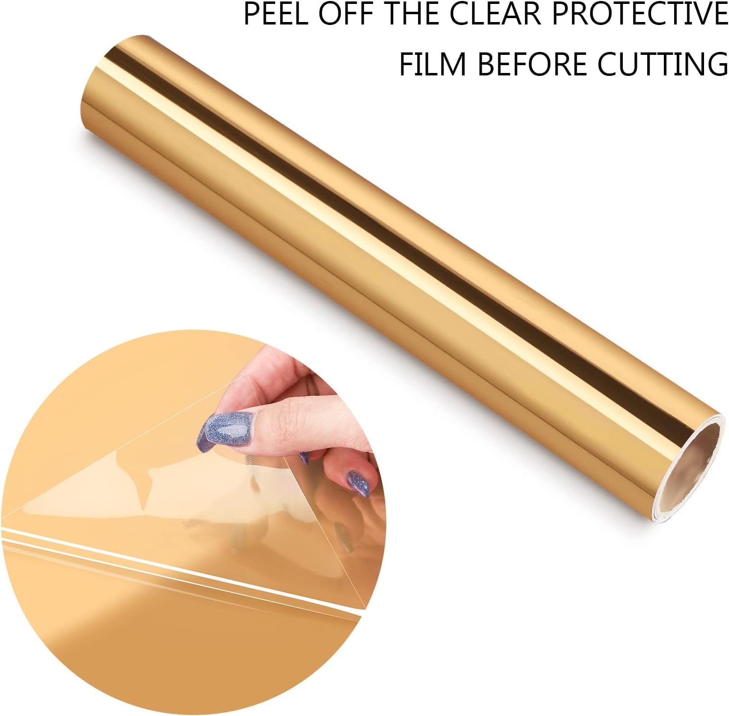 Light Gold Chrome Vinyl Permanent Chrome Gold Adhesive Vinyl Roll 1Ftx5Ft