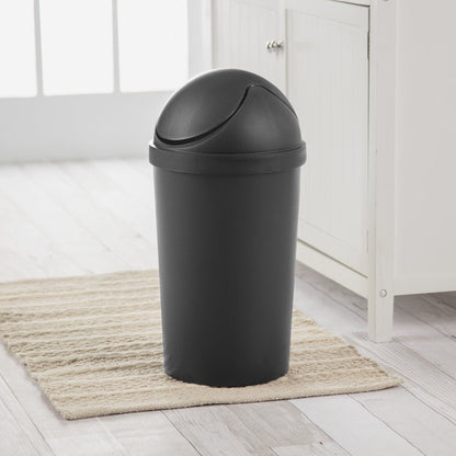 3 Gal. round Swingtop Wastebasket Plastic, Black