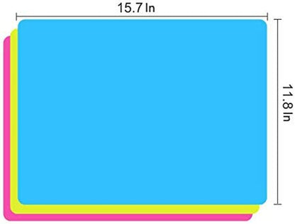 3 Pack Silicone Mat Large Silicone Sheets for Crafts, Liquid, Resin Jewelry Casting Molds Mat, Silicone Placemat 15.7” X 11.8” (Blue & Rose Red & Green)