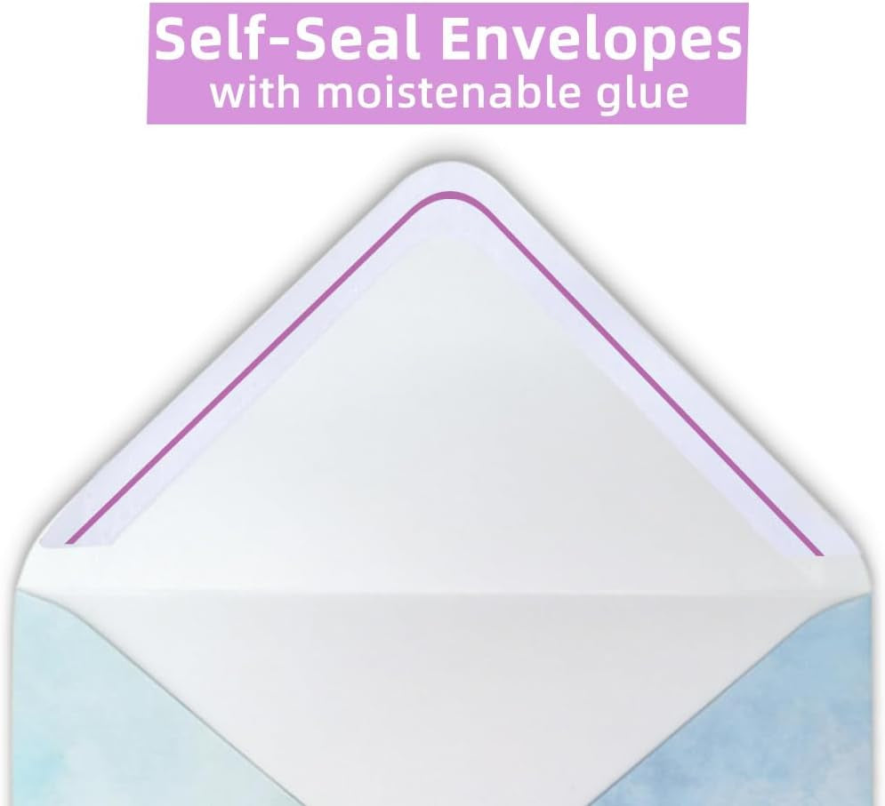 72 Pieces Stationery Set with Envelopes (48 Lined Watercolor Sheets + 24 Matching Envelopes), 8 Unique Designs, 5.5 X 8.25 Inch Double Sided Printing Stationery Paper for Letter Writing