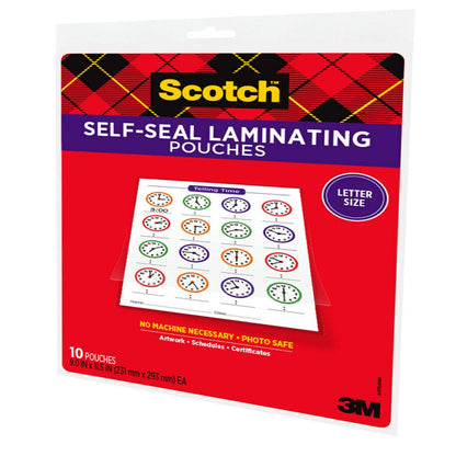 Self-Seal Laminating Pouches, 10 Count, 8.5" X 11", 3 Mil Thick