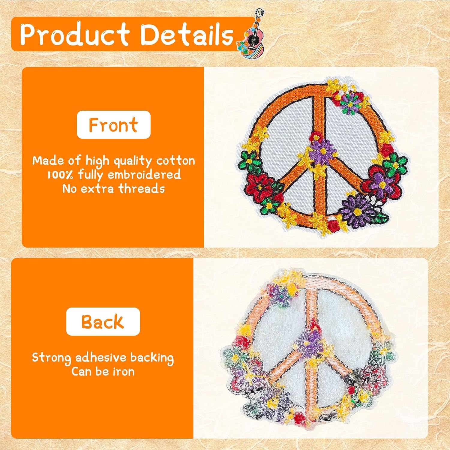 Rf-Patch 48Pcs Hippie Iron on Patches for Girl, Embroidered Boho Iron On/Sew on Patch for Clothes, Hats, Jeans, Dress, Backpacks, Etc, Machine Washable