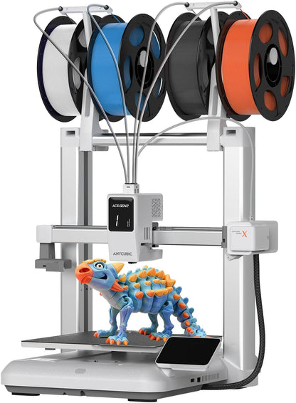 Anycubic Kobra X Multicolor 3D Printer, Easy Setup with Native 4-Color Printing up 19 Color, 600Mm/S Fast 3D Printing, AI Camera, Quiet 45Db, FDM Perfect for Kids Beginners Family Makers Professional