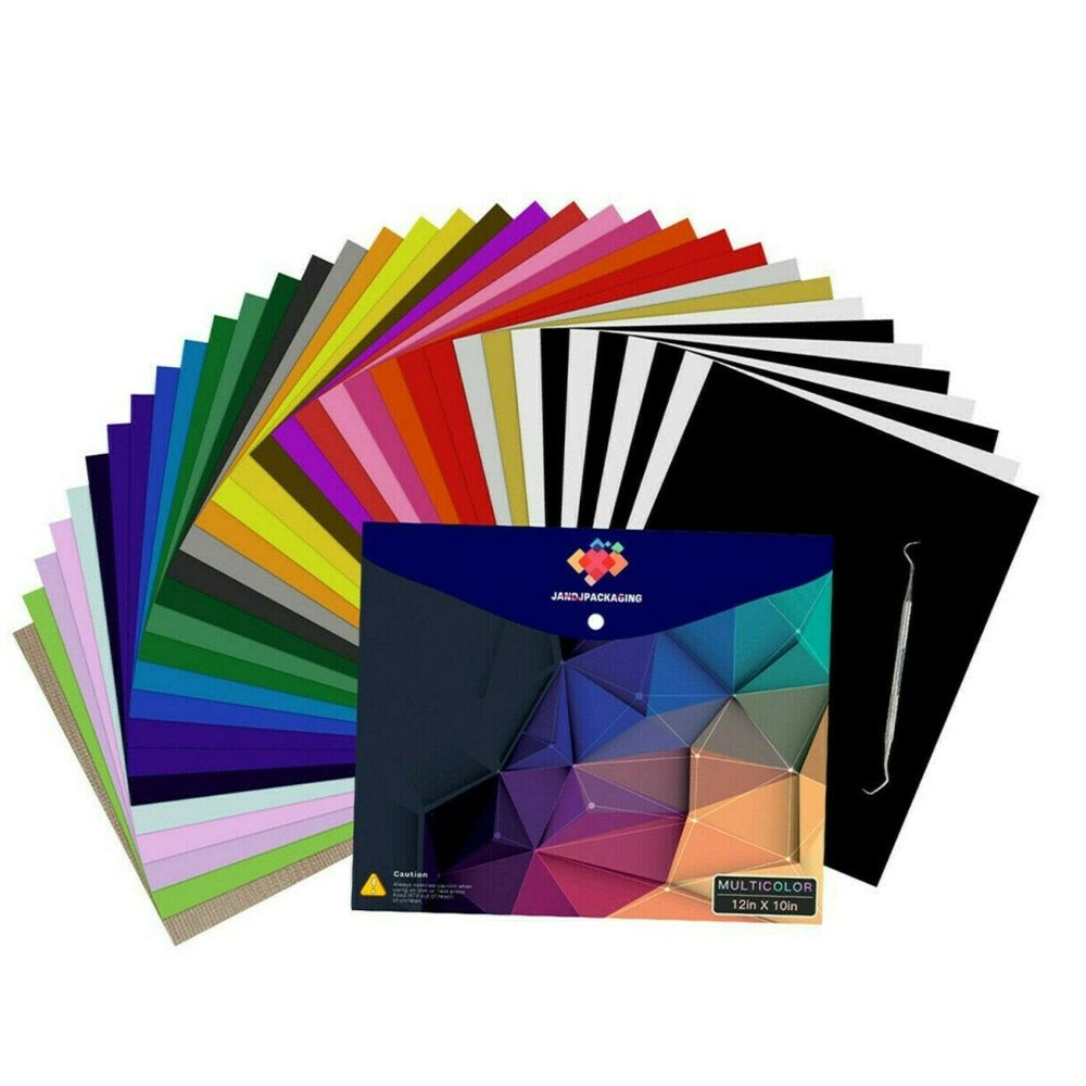 35 Sheets 12" X 10" PU HTV Heat Transfer Vinyl Bundles Iron on for T-Shirts and Heat Press Machine, Clothing and Textiles, Easy Transfers