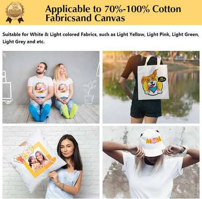 Transourdream Upgraded Iron on Heat Transfer Paper for T Shirts (20 Sheets, 8.5X11) Iron on Transfers for Light Fabric Printable Heat Transfer Vinyl for Inkjet Printer (TOD-4)